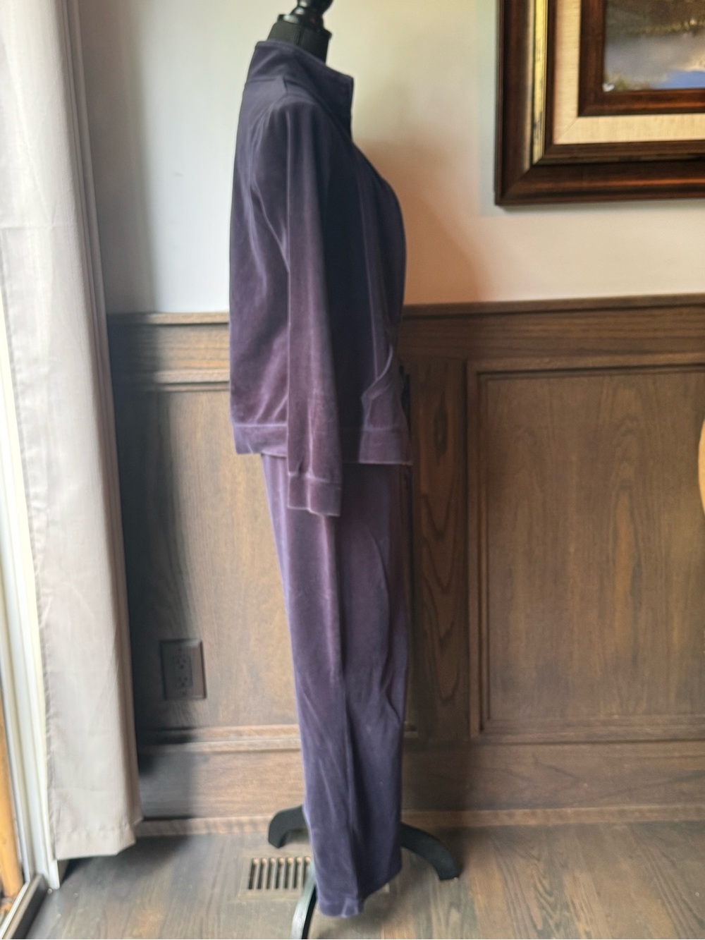 Exertek Navy Blue Velour Tracksuit Set Y2K Lounge Jacket Pants small - Picture 6 of 7